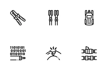 Cable de fibra óptica Paquete de Iconos