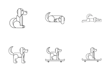 Cachorros e cachorrinhos fofos Pacote de Ícones