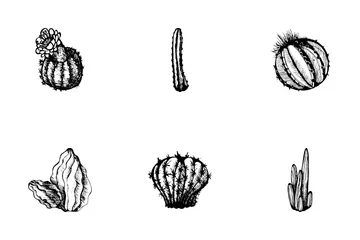 Cactos Monocromáticos Pacote de Ícones