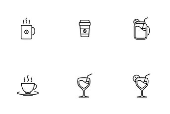 Cafe & Restaurant Glass Icon Pack
