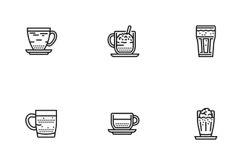 Tipos de café Bebida energética matinal Pacote de Ícones