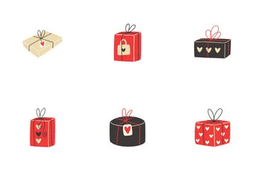 Cajas de regalo para el día de San Valentín Paquete de Iconos