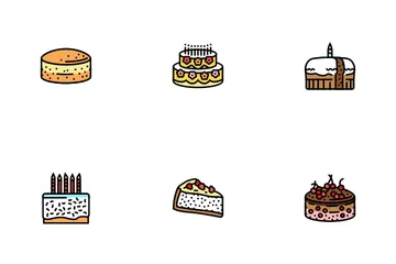 케이크 생일 음식 디저트 파티 아이콘 팩