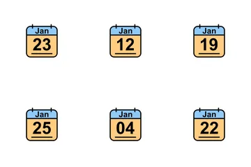 Calendário Janeiro 2017 - 2 - Linha Preenchida Pacote de Ícones