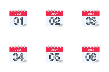 Calendário de julho Pacote de Ícones