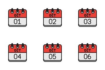 Calendário de outubro Pacote de Ícones