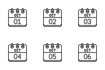 Calendário de outubro Pacote de Ícones