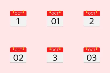 Calendário de outubro Pacote de Ícones