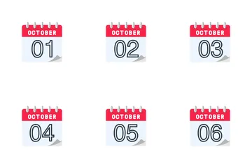 Calendário de Outubro Pacote de Ícones