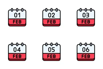 Calendario febrero Paquete de Iconos