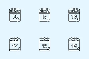 Calendário de fevereiro Pacote de Ícones