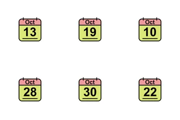 Calendario Octubre 2017 2 - Línea llena Paquete de Iconos