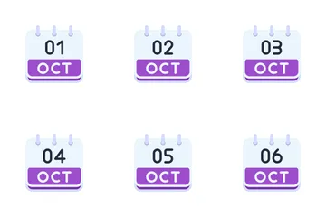 Calendario Octubre Paquete de Iconos