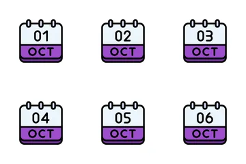 Calendario Octubre Paquete de Iconos