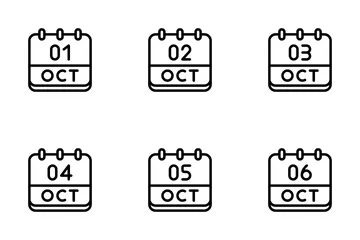 Calendario Octubre Paquete de Iconos