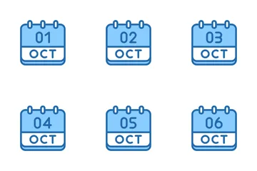 Calendario Octubre Paquete de Iconos