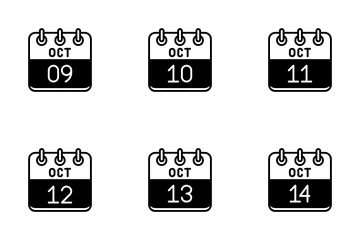 Calendario Octubre Paquete de Iconos