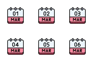 Calendrier de mars Pack d'Icônes