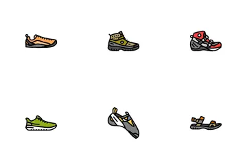 Calzado Turismo Zapatos Sandalias Paquete de Iconos