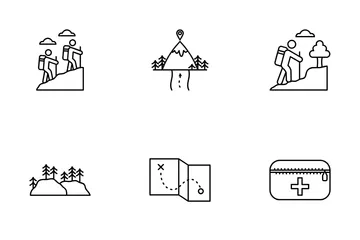 Caminhadas na montanha Pacote de Ícones