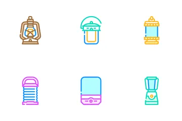 Camp Lamp Lighting Equipment Icon Pack