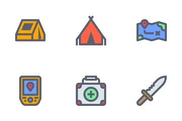 Camping Colour Icon Pack