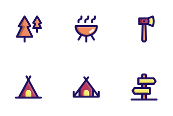 Camping (Filled Line) Icon Pack