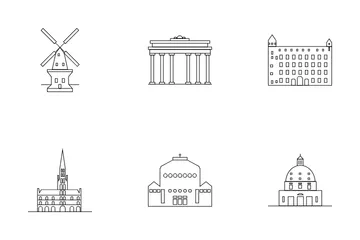 Capitals Of Europe Monuments Icon Pack