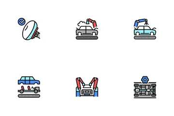 Car Factory Production Icon Pack