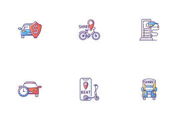 Car Sharing And Rental Service Icon Pack
