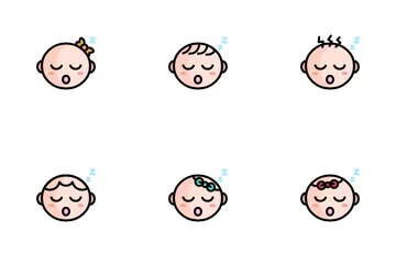 Cara linda del bebé durmiendo Paquete de Iconos