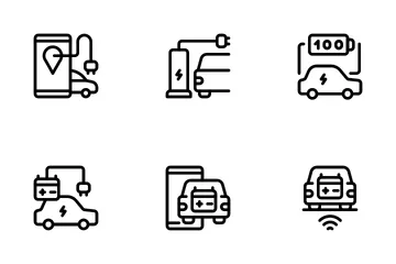 Carga de coche eléctrico Paquete de Iconos