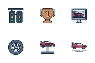 Carrera de autos Icon Pack