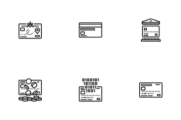 Carte de crédit Paiement bancaire Argent Pack d'Icônes