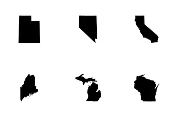 Carte des États des États-Unis Pack d'Icônes