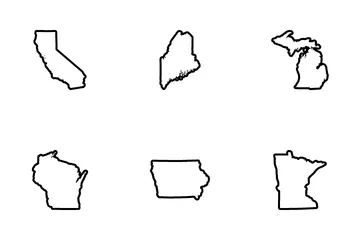 Carte des États des États-Unis Pack d'Icônes