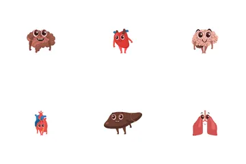 Cartoon Human Organs Icon Pack