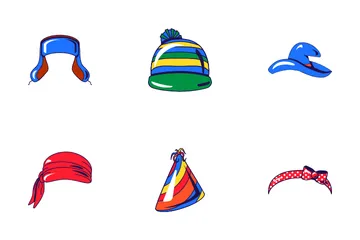 Cartoon Style Headwear Icon Pack