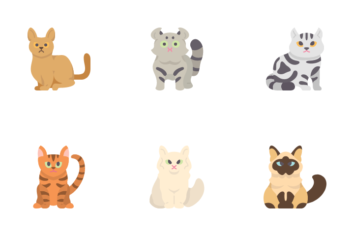 Illustration Of Cat Icon Set Vector Royalty Free SVG, Cliparts
