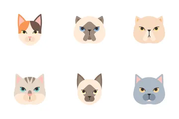 25 cats flat icon pack Royalty Free Vector Image