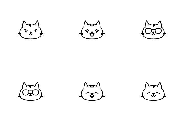 Cute cat emoji emoticon icon set vector - UpLabs