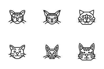 Black Cat Icon, Line Iconpack
