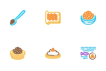 Caviar Seafood Product Icon Pack