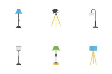 Ceiling Table And Floor Lamps Icon Pack