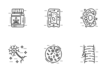 Cells, Organs, Medical Cannabis Line Icons Icon Pack