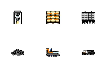 Cement Production Gypsum Icon Pack