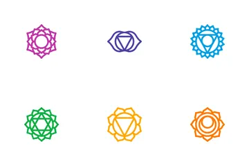 Chakra-Symbole setzen spirituell Icon Pack