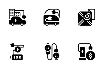 Charging Electric Car Icon Pack