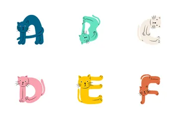 Alphabet et chiffre de chat Pack d'Icônes