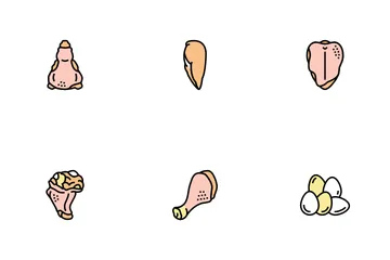Chicken Animal Farm Raw Meat Food Icon Pack